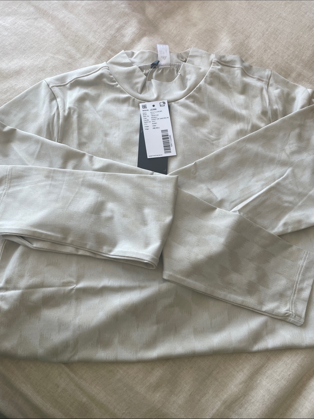 adidas Womens Ultimate365 Jacquard Long Sleeve Mock Golf Top in Tan size small